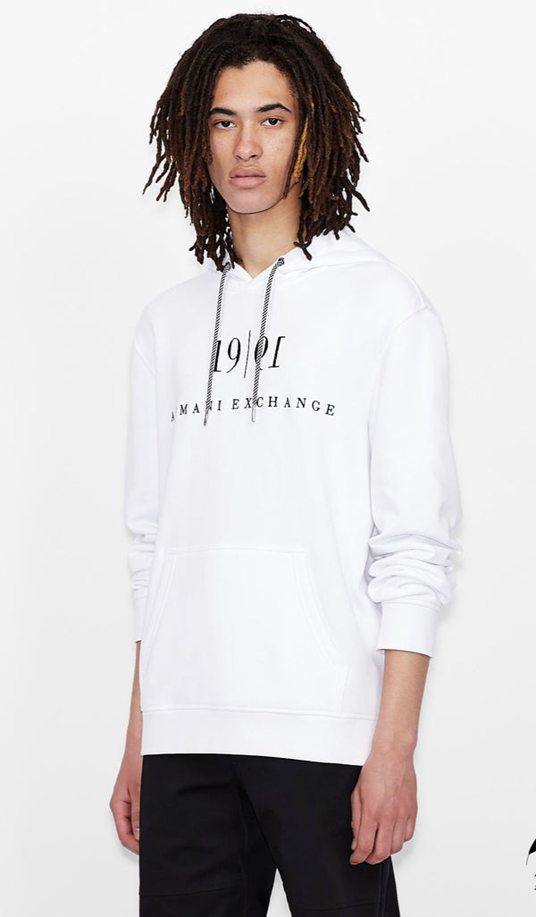 ARMANI EXCHANGE 30TH ANNIVERSARY HOODED SWEATSHIRT WHITE