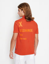 Armani exchange ORGANIC COTTON STRETCH PIQUET POLO SHIRT ORANGE