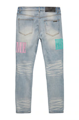 HOMME FEMME Letterman Denim Blue with Blue and Pink