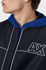 ARMANI EXCHANGE SATIN NYLON TWILL BOMBER JACKET NAVY/BLUE