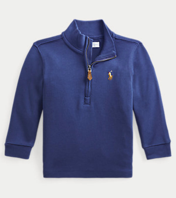 Polo Ralph Lauren KIDS Cotton Interlock Quarter-Zip Pullover (Navy