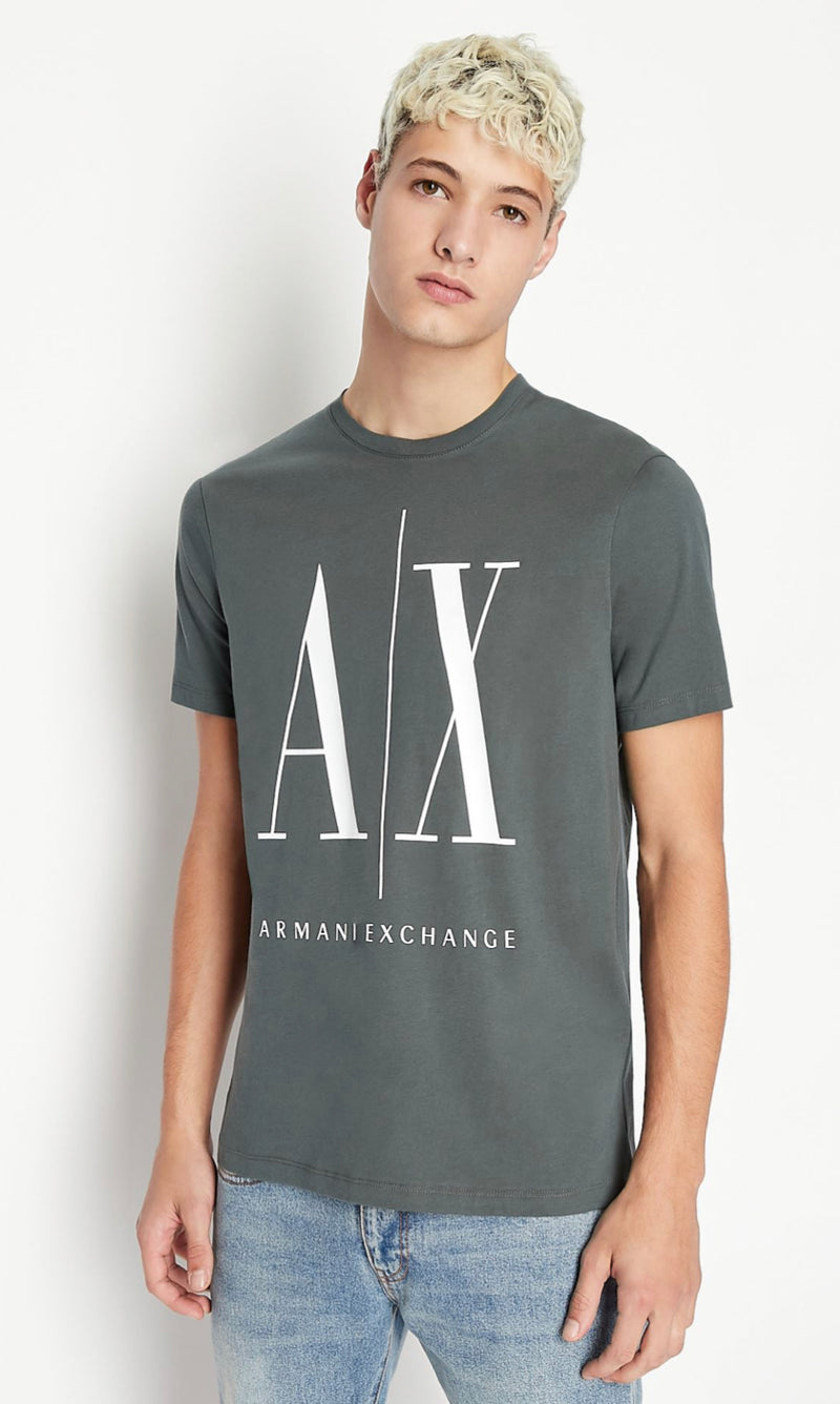 ARMANI EXCHANGE ICON LOGO REGULAR FIT T-SHIRT (GRAY