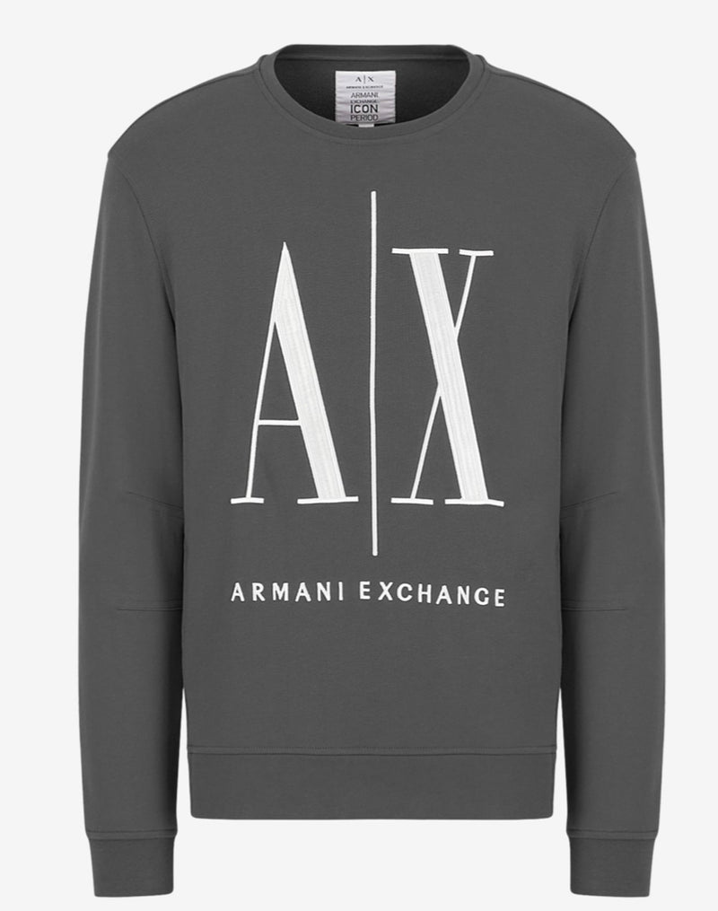 ARMANI EXCHANGE ICON LOGO CREW NECK SWEATSHIRT (DARK GRAY)