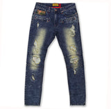 Makobi M1768 MAKOBI MALACHY JEANS W/ CONTRAST UNDERLAY - DIRT WASH/OLIVE