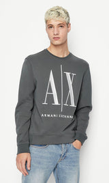 ARMANI EXCHANGE ICON LOGO CREW NECK SWEATSHIRT (DARK GRAY)