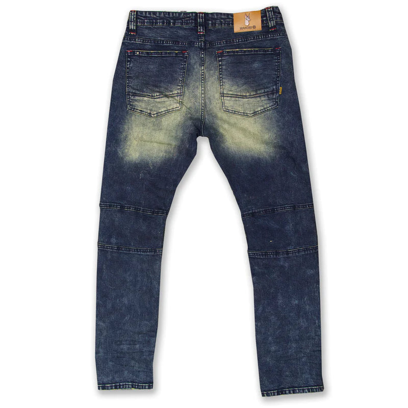 Makobi M1768 MAKOBI MALACHY JEANS W/ CONTRAST UNDERLAY - DIRT WASH/OLIVE