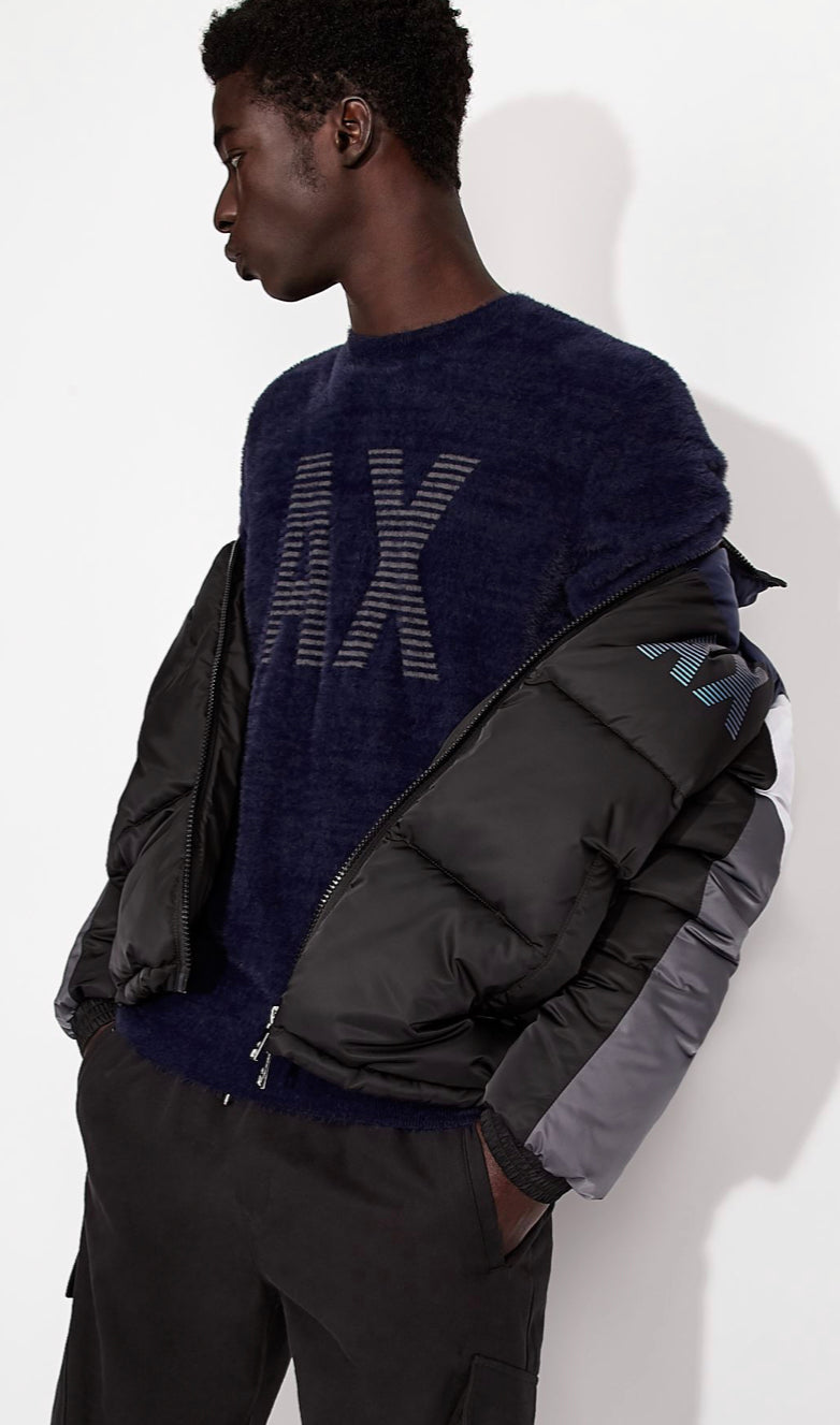 ARMANI EXCHANGE IRIDESCENT PACKABLE PUFFER DOWN JACKET