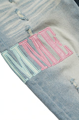 HOMME FEMME Letterman Denim Blue with Blue and Pink