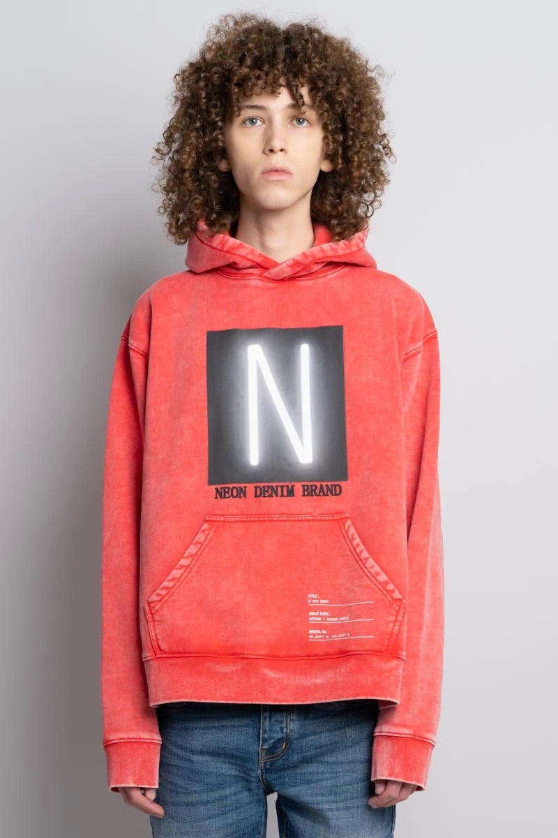 NEON DENIM N FOR NEON HOODIE - RED