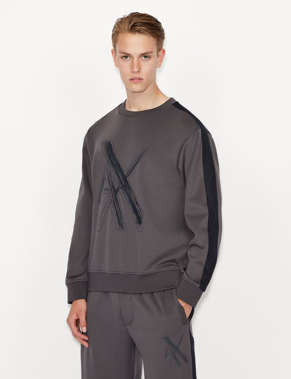 armani exchange OVERSIZED LOGO CREW NECK SWEATSHIRT