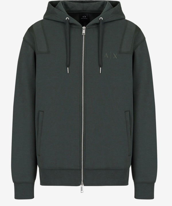 ARMANI EXCHANGE HOODED ZIP UP JERSEY SWEATSHIRT (GREEN)