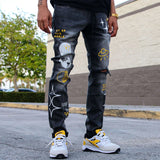 Thrt grey washed yellow and white skinny jeans)