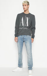 ARMANI EXCHANGE ICON LOGO CREW NECK SWEATSHIRT (DARK GRAY)