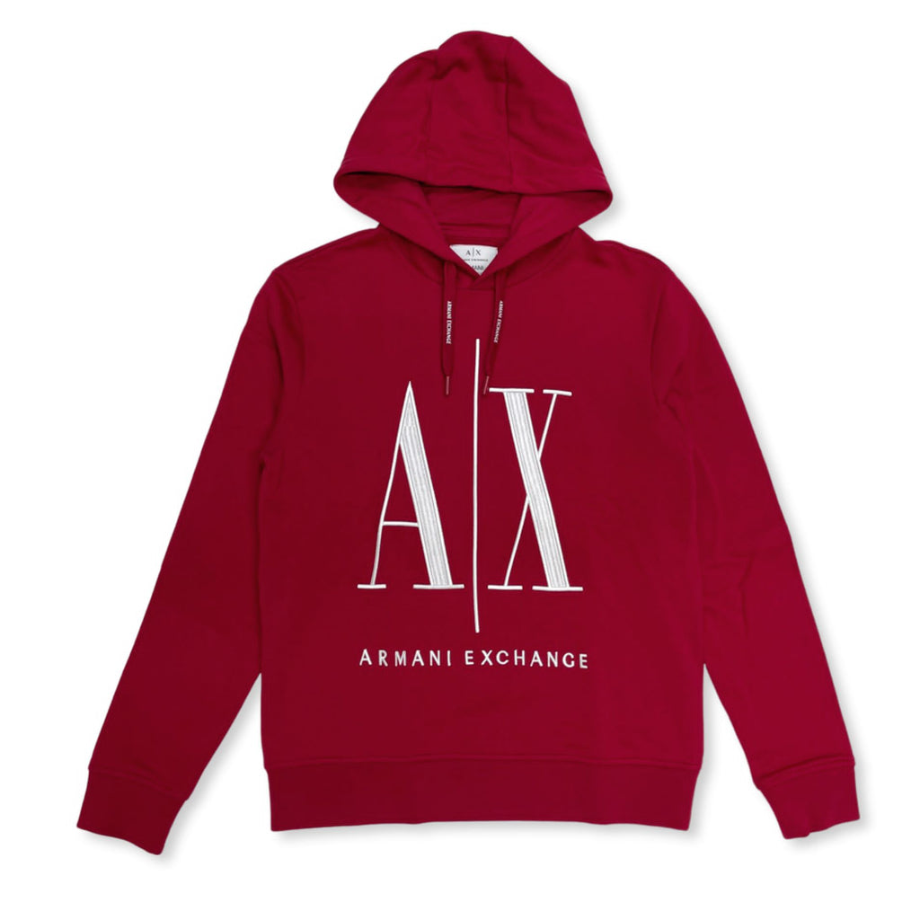 ARMANI EXCHANGE ICON LOGO HOODED SWEATSHIRT RED