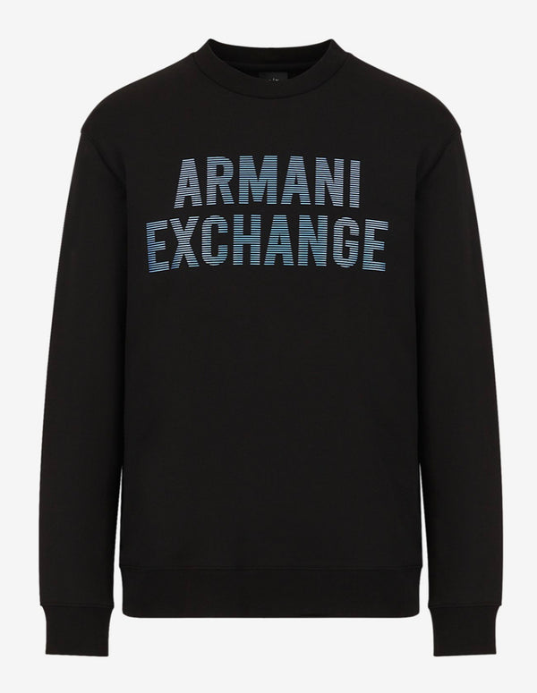 ARMANI EXCHANGE IRIDESCENT LOGO CREW NECK SWEATSHIRT (BLACK)