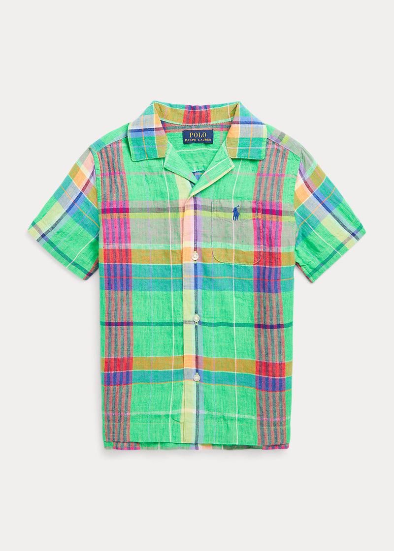 Polo Ralph Lauren Plaid Linen Camp Shirt Kids