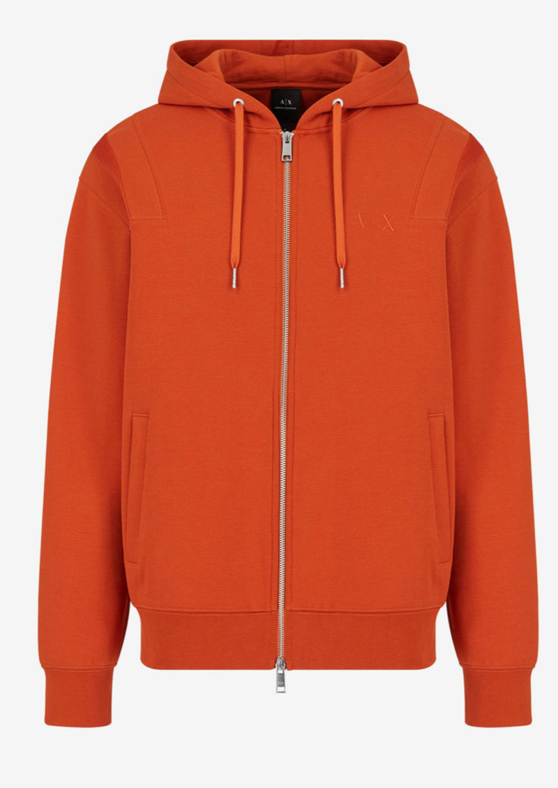 ARMANI EXCHANGE HOODED ZIP UP JERSEY SWEATSHIRT (ORANGE)