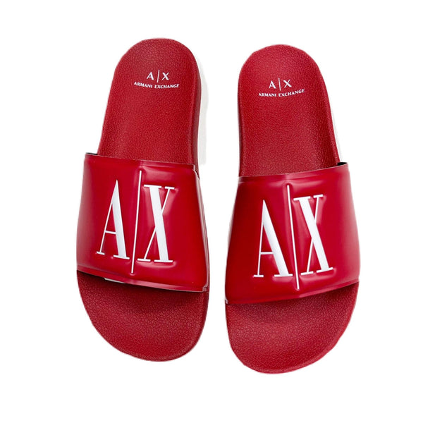 Armani exchange icon logo single strap slides (red)