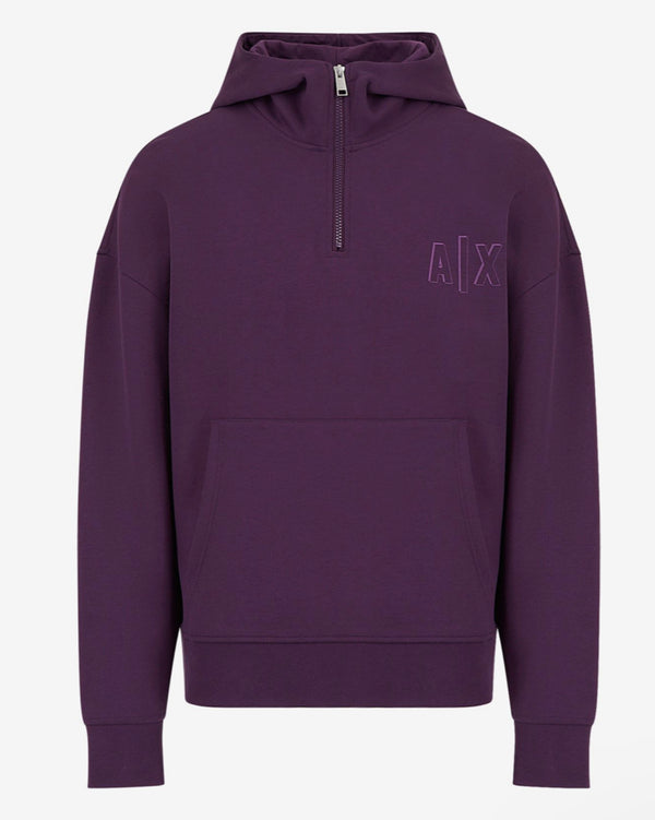 Armani exchange HOODED LOGO COTTON BLEND SWEATSHIRT PURPLE