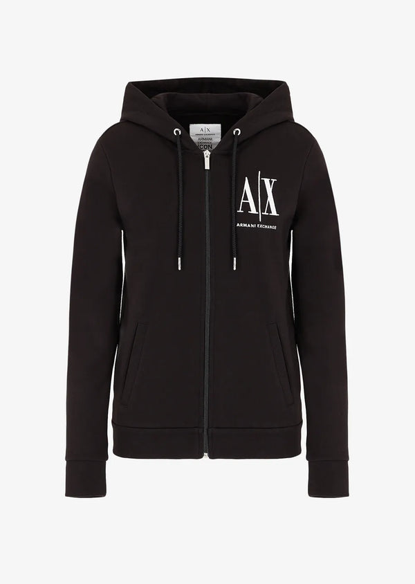 Armani Exchange Icon logo zip up hooded sweatshirt