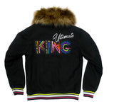 Switch (VarsityJacket with Fur collar and emb patches(black)