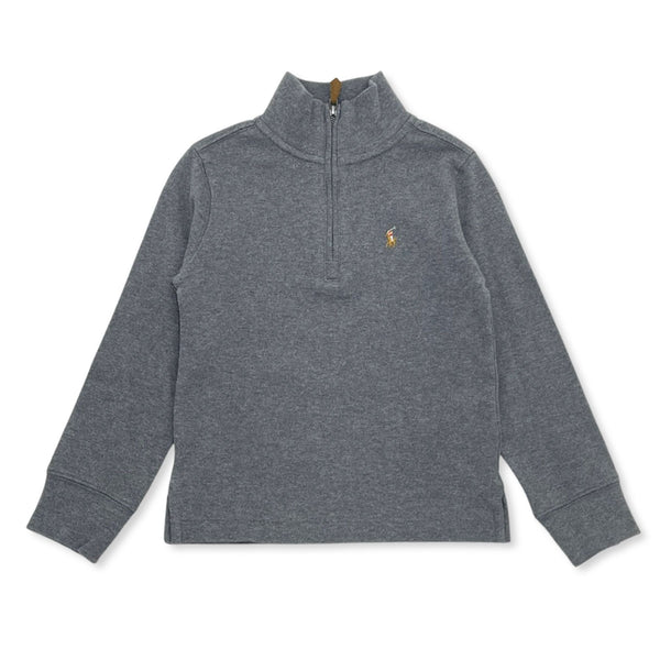 Polo Ralph Lauren (Boy 2-20) COTTON INTERLOCK QUARTER-ZIP PULLOVER GRAY