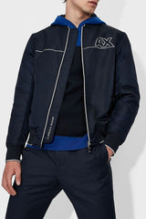 ARMANI EXCHANGE SATIN NYLON TWILL BOMBER JACKET NAVY/BLUE